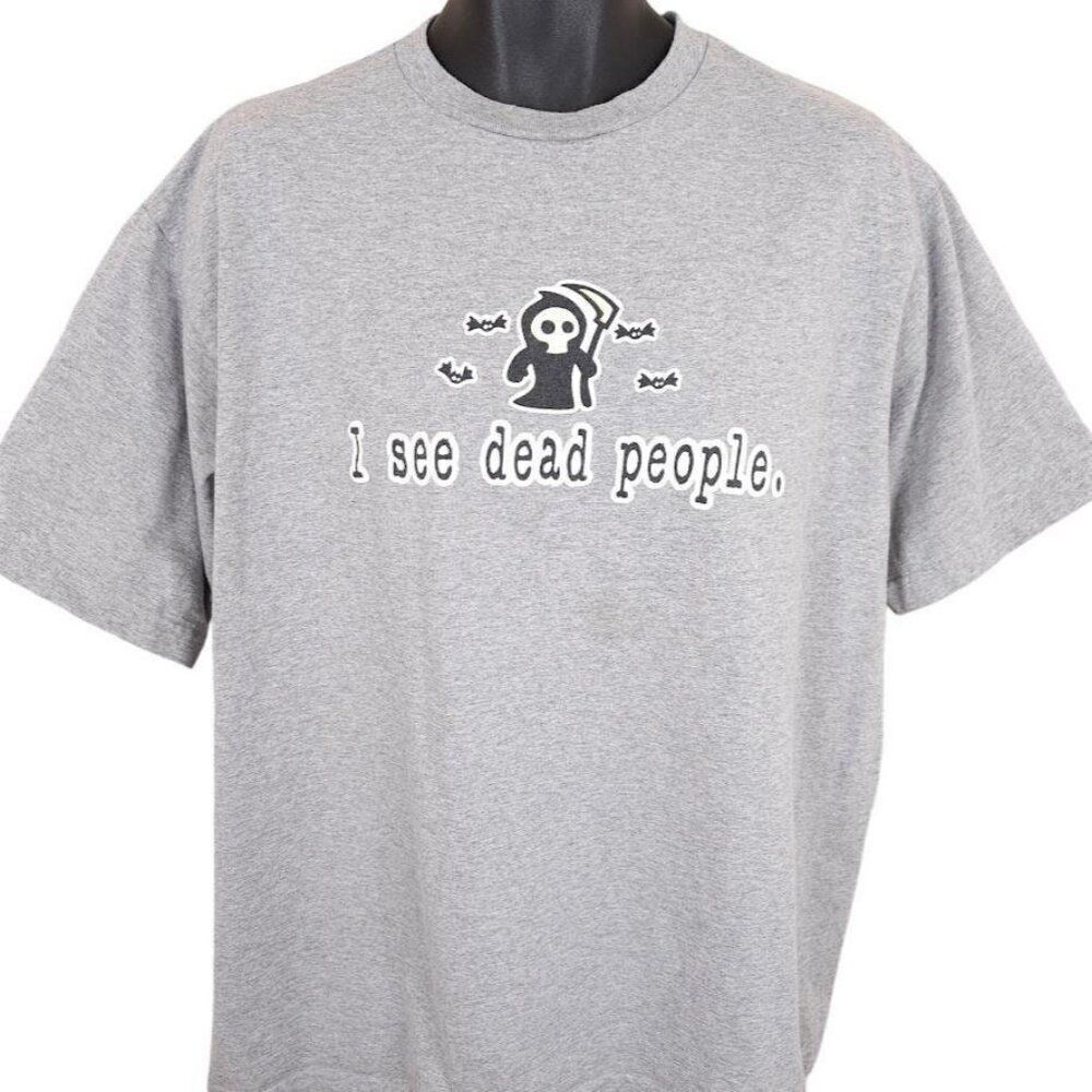 Vintage I See Dead People T Shirt Mens Size XL Gray Y2K Glow In The Dark